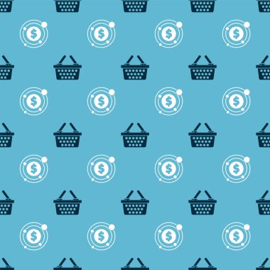 Alışveriş sepetini ve hedefi dolar sembolüyle kusursuz bir şekilde ayarla. Vektör.