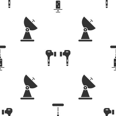 Şırıngayı, hava kulaklıklarını ve radarı kusursuz desene ayarlayın. Vektör.