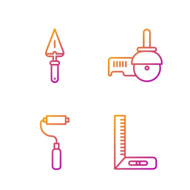 Hat cetveli, boya fırçası, Trowel ve Angle öğütücü. Renk simgeleri. Vektör.