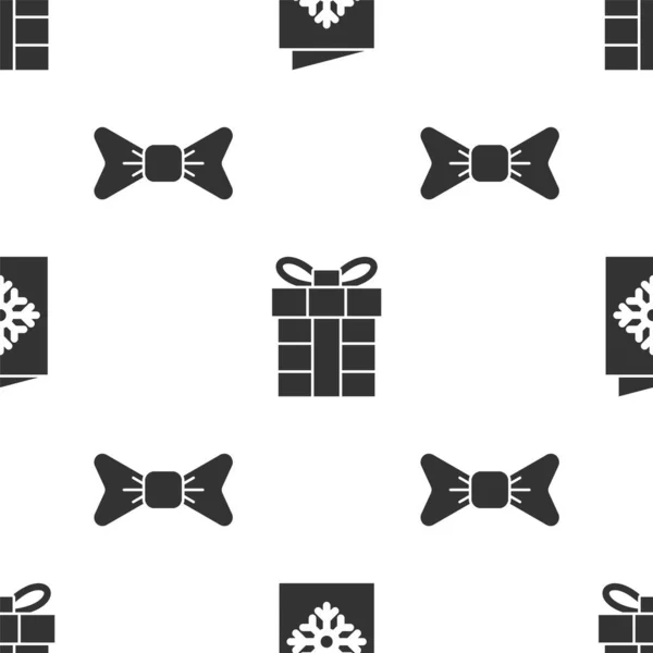 Set Carte Postale Noël Boîte Cadeau Noeud Papillon Sur Motif — Image vectorielle