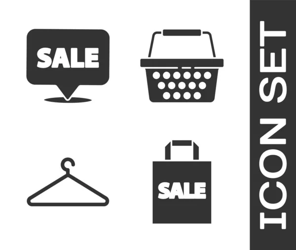 Set Shoping Bag Sale Hanging Sign Sale Hanger Wardrobe Shopping — Stock Vector