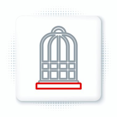 Beyaz arka planda izole edilmiş kuş simgesi için çizgi kafesi. Renkli taslak konsepti. Vektör.