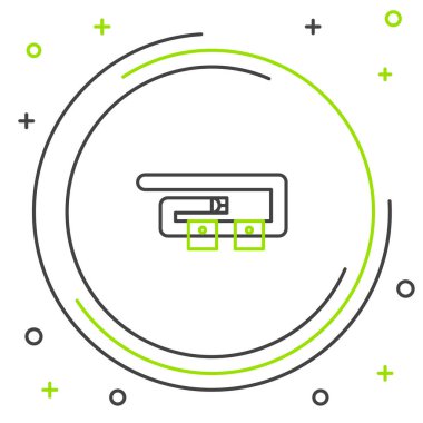 Beyaz arkaplanda çizgi dalış kemeri simgesi izole edildi. Dalış takımları. Su altı ekipmanları. Renkli taslak konsepti. Vektör.