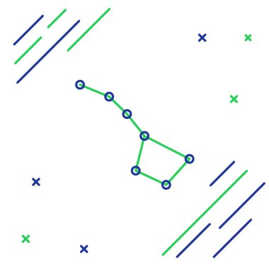 Çizgi Büyük Ayı takımyıldızı simgesi beyaz arkaplanda izole edildi. Renkli taslak konsepti. Vektör.