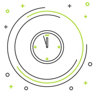 Satır Saat simgesi beyaz arkaplanda izole edildi. Zaman sembolü. Mutlu Noeller ve mutlu yıllar. Renkli taslak konsepti. Vektör.