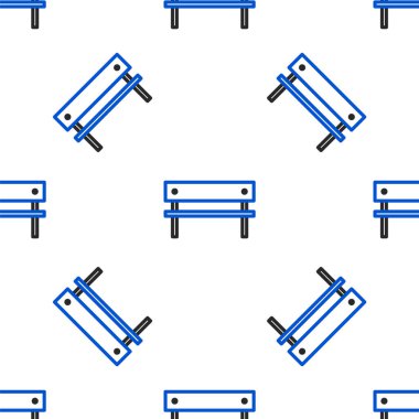 Çizgi Bench simgesi beyaz arkaplanda izole edilmiş kusursuz desen. Renkli taslak konsepti. Vektör.