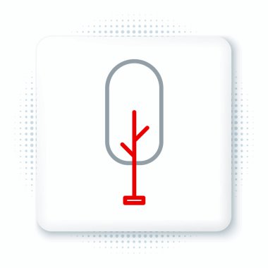 Beyaz arkaplanda çizgi ağacı simgesi izole edildi. Orman sembolü. Renkli taslak konsepti. Vektör.