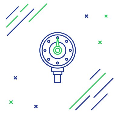 Çizgi Motor benzin göstergesi simgesi beyaz arkaplanda izole edildi. Yakıt göstergesi boş. Tam depo göstergesi. Renkli taslak konsepti. Vektör.