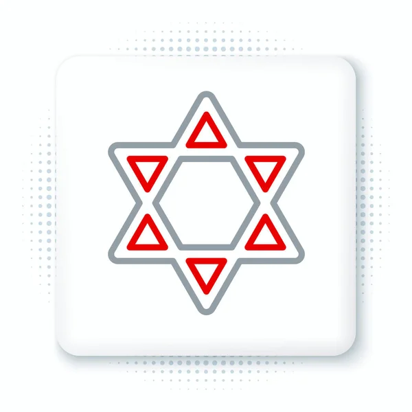 Line Star David Ikonen Isolerad Vit Bakgrund Judisk Religionssymbol Israels — Stock vektor