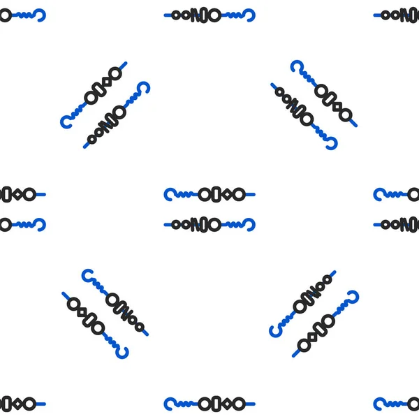 Linha Kebab Shish Grelhado Ícone Vara Espeto Isolado Padrão Sem —  Vetores de Stock