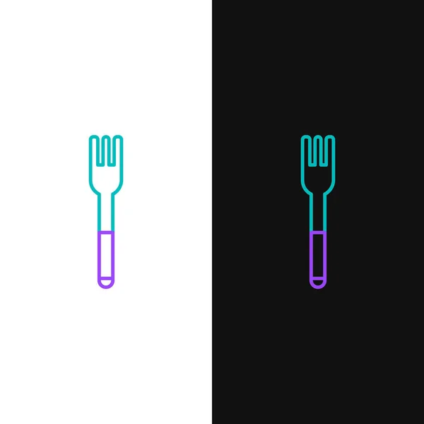 Line Fork Icon Isolated White Black Background Cutlery Symbol Colorful — Stock Vector