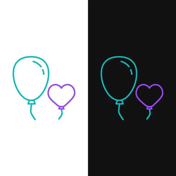 Linie Luftballons Form Eines Herzens Mit Band Symbol Isoliert Auf — Stockvektor