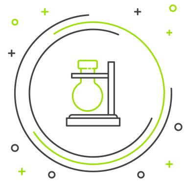 Çizgi Cam test tüpü beyaz arkaplanda izole edilmiş ikon üzerinde. Laboratuvar ekipmanları. Renkli taslak konsepti. Vektör.