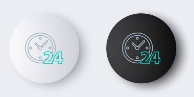 Çizgi Saat 24 saat simgesi gri arkaplanda izole edildi. Tüm gün döngü simgesi. 24 saat hizmet sembolü. Renkli taslak konsepti. Vektör.