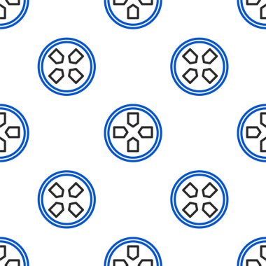 Çizgi Oyun Alanı simgesi beyaz arkaplandaki kusursuz deseni izole etti. Oyun kontrolörü. Renkli taslak konsepti. Vektör.