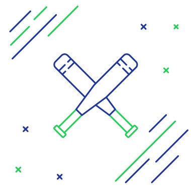 Çizgiyi aşan beyzbol sopası simgesi beyaz arka planda izole edilmiş. Renkli taslak konsepti. Vektör.