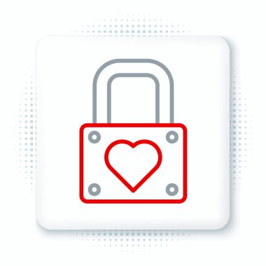 Hat Kilidi ve kalp simgesi beyaz arkaplanda izole edildi. Kilitli Kalp. Aşk sembolü ve anahtar deliği işareti. Sevgililer Günü sembolü. Renkli taslak konsepti. Vektör.