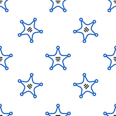 Hat Altıgen Şerif ikonu beyaz arka planda kusursuz desen tespit etti. Polis rozeti ikonu. Renkli taslak konsepti. Vektör.