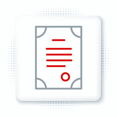 Beyaz arkaplanda çizgi ölüm sertifikası simgesi izole edildi. Renkli taslak konsepti. Vektör.