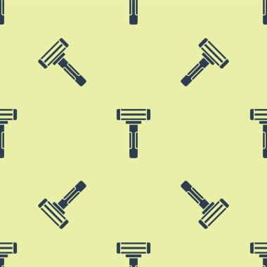 Mavi tıraş jileti ikonu sarı arka planda izole edilmiş pürüzsüz desen. Vektör İllüstrasyonu.