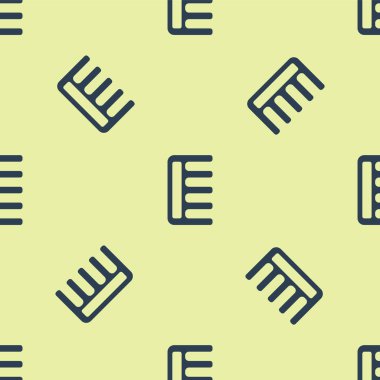 Mavi saç fırçası ikonu sarı arkaplanda izole edilmiş pürüzsüz desen. Taraklı saç işareti. Berber sembolü. Vektör İllüstrasyonu.