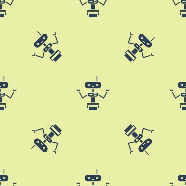 Mavi Robot simgesi sarı arka planda kusursuz deseni izole etti. Vektör İllüstrasyonu.