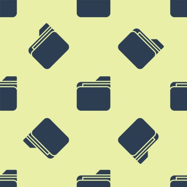 Mavi Belge klasörü simgesi sarı arkaplanda izole edilmiş. Muhasebe klasörü sembolü. Muhasebe yönetimi. Vektör İllüstrasyonu.