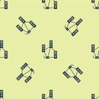 Mavi Bilgisayar Ağı simgesi sarı arkaplanda kusursuz desen izole etti. Laptop ağı. İnternet bağlantısı. Vektör İllüstrasyonu.