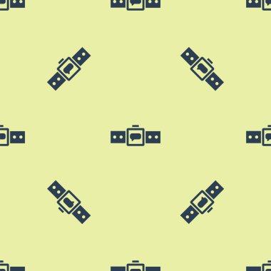 Mavi Smartwatch simgesi sarı arkaplandaki kusursuz deseni izole etti. Vektör İllüstrasyonu.