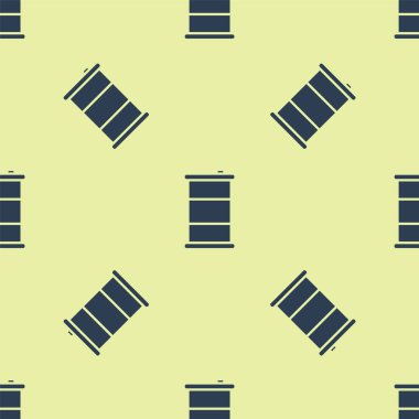 Mavi Fıçı yağ ikonu sarı arkaplandaki kusursuz deseni izole etti. Vektör İllüstrasyonu.