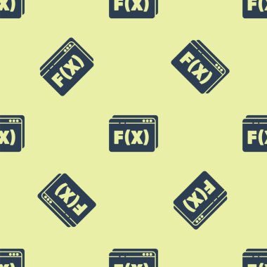 Mavi Fonksiyon matematiksel simgesi sarı arkaplanda izole edilmiş kusursuz desen. Vektör İllüstrasyonu.