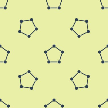 Mavi Geometrik figür Pentagonal prizma simgesi sarı arkaplanda izole edilmiş kusursuz desen. Soyut şekil. Geometrik süs. Vektör İllüstrasyonu.