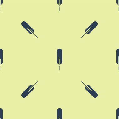 Mavi Tüy kalem simgesi sarı arkaplanda izole edilmiş pürüzsüz desen. Vektör İllüstrasyonu.