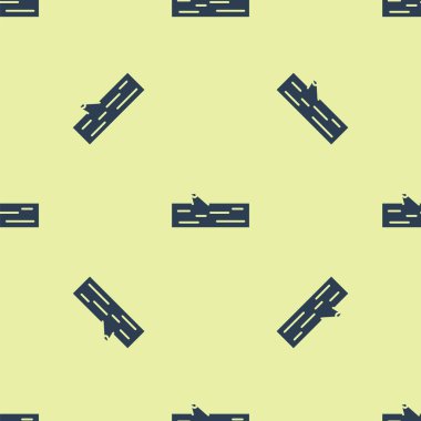 Mavi tahta kütük simgesi sarı arka planda izole edilmiş pürüzsüz desen. Vektör İllüstrasyonu.