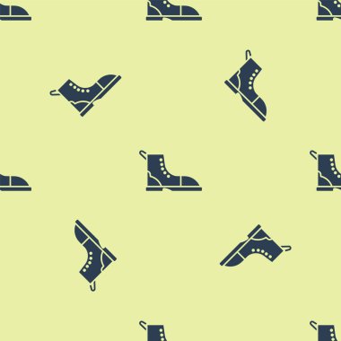 Mavi Yürüyüş çizme simgesi sarı arka planda izole edilmiş pürüzsüz desen. Vektör İllüstrasyonu.