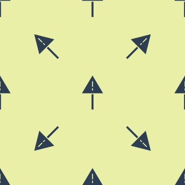 Sarı arkaplanda, üçgen simgesinde mavi ünlem işareti var. Tehlike uyarısı, dikkat, dikkat, tehlike uyarısı. Vektör İllüstrasyonu.