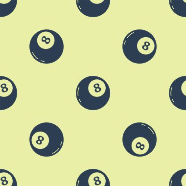 Karar verme ikonu için mavi sihirli top sarı arka planda izole edilmiş kusursuz desen. Kristal küre. Vektör İllüstrasyonu.