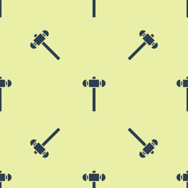 Mavi Balyoz ikonu sarı arkaplanda izole edilmiş pürüzsüz desen. Vektör İllüstrasyonu.