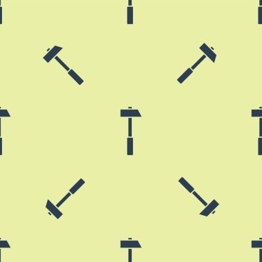 Mavi Çekiç simgesi sarı arkaplanda izole edilmiş pürüzsüz desen. Tamir için bir araç. Vektör İllüstrasyonu.