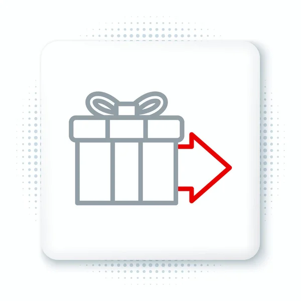 Línea Icono Caja Regalo Aislado Sobre Fondo Blanco Concepto Esquema — Vector de stock