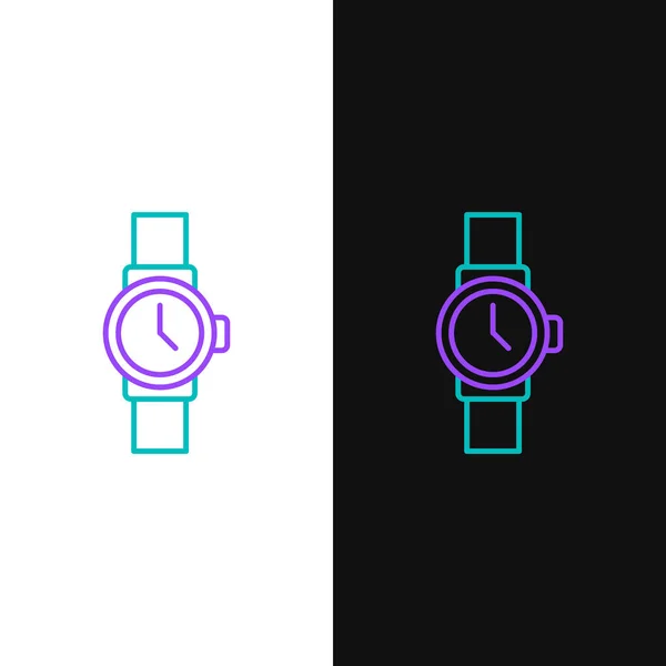 Line Wrist Icono Del Reloj Aislado Sobre Fondo Blanco Negro — Archivo Imágenes Vectoriales