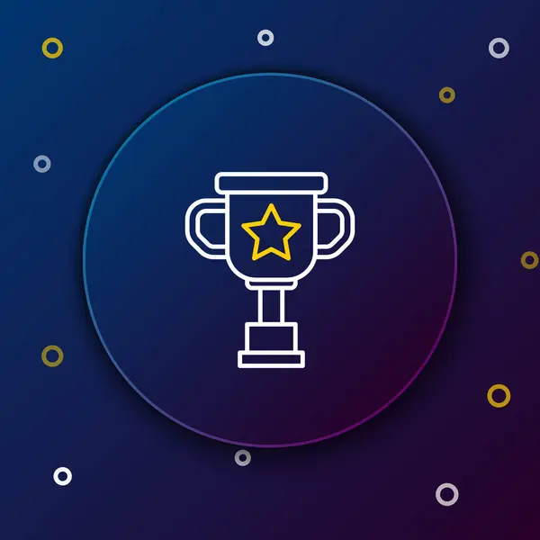 Line Award Cup Symbol Isoliert Auf Blauem Hintergrund Siegertrophäe Symbol — Stockvektor