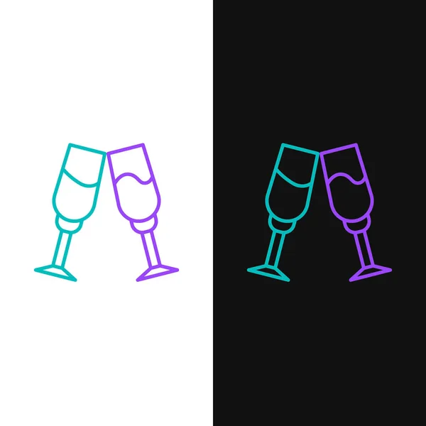 Line Glass Champagne Icon Isolated White Black Background Colorful Outline — Stock Vector
