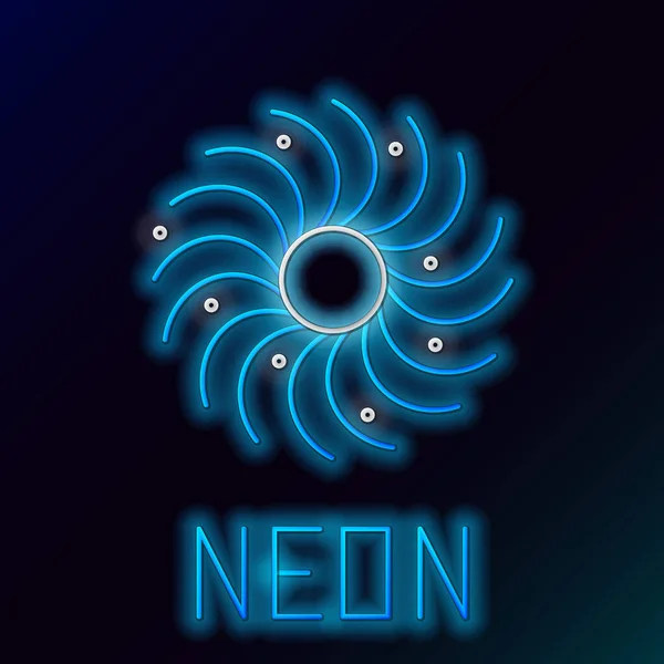 Glödande Neon Line Svart Hål Ikon Isolerad Svart Bakgrund Rymdhål — Stock vektor