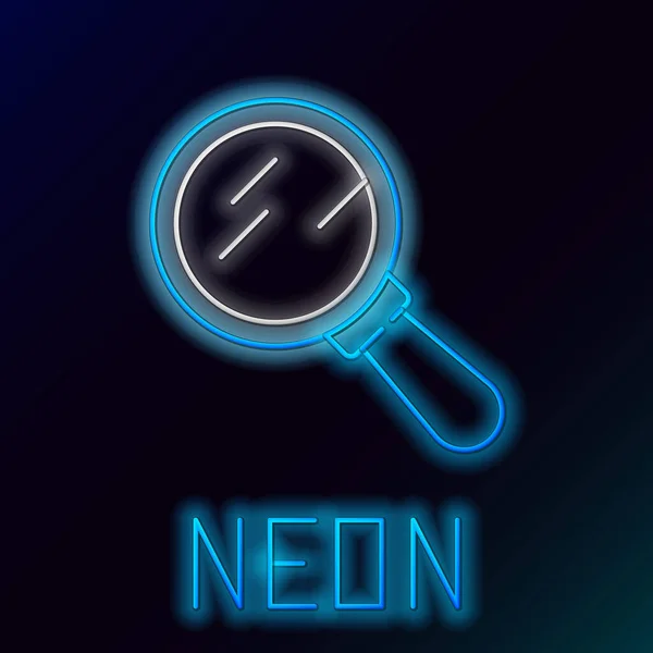 Glowing Neon Line Magnifying Glass Icon Isolated Black Background Search — Stock Vector