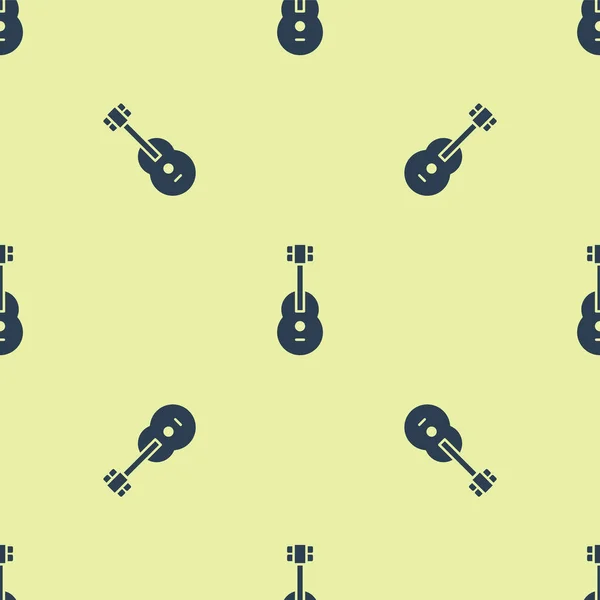 Blue Guitar Icon Isolated Seamless Pattern Yellow Background Acoustic Guitar — Stockový vektor