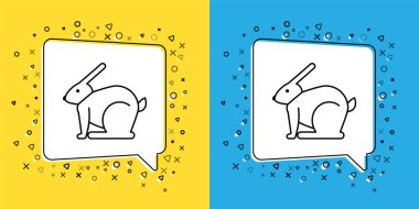 Sarı ve mavi arkaplanda izole edilmiş Paskalya tavşanı simgesi oluşturun. Paskalya Tavşanı. Vektör İllüstrasyonu.