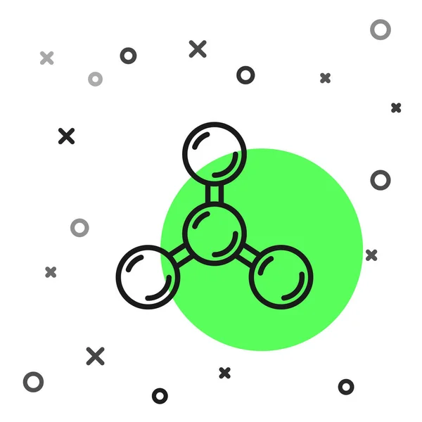 Піктограма Чорної Лінії Молекула Ізольована Білому Тлі Структура Молекул Хімії — стоковий вектор