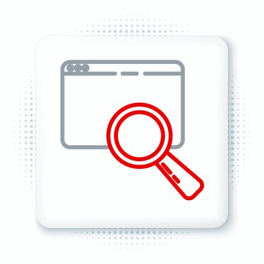 Beyaz arkaplanda izole edilmiş bir tarayıcı pencere simgesinde satır araması. Renkli taslak konsepti. Vektör.