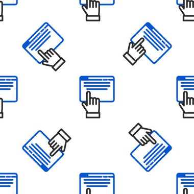 Ekran simgesinde Line Online alışveriş beyaz arkaplanda izole edilmiş pürüzsüz desen. Konsept e-ticaret, e-ticaret, online iş pazarlama. Renkli taslak konsepti. Vektör.